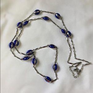 Royal Blue Stone Long Necklace